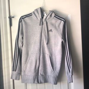 Adidas Essential 3 Stripe Full-Zip Hoodie